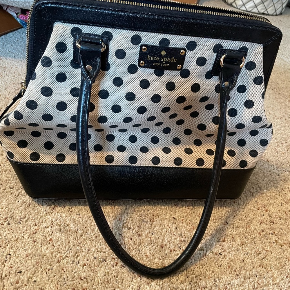 Kate Spade Ashlyn Belltown Black and White Polka Dot Satchel